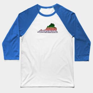 Trout Fishing Rainbow Trout Pattern Virginia State Map Baseball T-Shirt